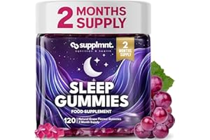 Supplmnt. Sleep Gummies for Adults | 2-Month Supply Sugar Free, Vegan – with Natural 5HTP Griffonia Seed & Valerian Root Extract, Magnesium, L-Theanine, Glycine | Grape Flavour Sleep Supplement, 120ct