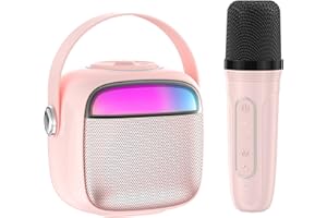 PTHTECHUS Karaoke Maschine Kinder Mikrofon Set Spielzeug, Tragbarer Bluetooth Lautsprecher Microphone Karaokemaschinen zum Aufladen Elektronisches Spielzeug Rosa