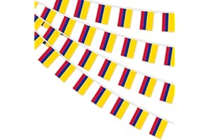 Ahfulife Guirnalda Bandera Colombia, 30 Piezas Banderines de Colombia 14×21cm-10m, 1 Paquete Bandera para Decoración de Eurocopa, Eventos Deportivos,Jardin, Barra, Día Nacional, Fiesta, Balcón