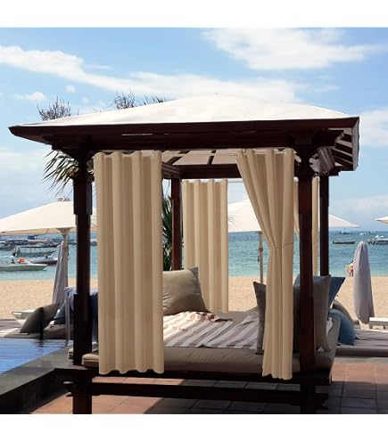4 pezzi Tende Trasparenti Traspiranti da Esterno, Adatte per * Tende Morbide e Liscie Filtranti per * Tende con * per Bastone per Portico, Gazebo, Pergola e