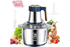 ODIKALA Hachoir électrique, avec 6 lames et un bol de 5 litres en acier inoxydable, mixeur électrique de 500 watts avec 5 vitesses pour les fruits, les légumes, la viande, etc. (B)