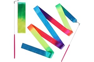 LUTER 2pcs Ribbons for Gymnastics, 78.7 Inch Colorful Dance Ribbon Dancer Wand Rainbow Dancing Ribbon Streamers for Kids Girls Artistic Dancing Training Birthday Party Favors