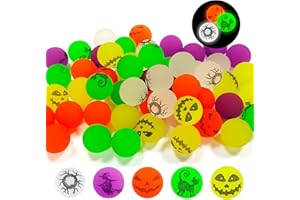 Zoonvii Lot de 48 balles rebondissantes lumineuses d'Halloween pour enfants, Glow in The Dark Speelgoed pour enfants, sacs de fête d'Halloween pour les astuces ou le traitement