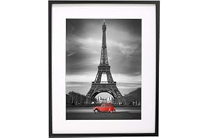 BD ART Cornice Portafoto Nera 50 x70 cm con passepartout 40 x 50 cm, Plexiglass