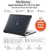McStorey MacBook Pro 16.2 İn&ccedil; Kılıf A2485 A2780 A2991 A3403 A3186 A3428 A3429 Uyumlu Simli Kristal Parlak Siyah Hard Case Şef
