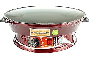 NEUDORF Electronic Fladenbäcker (2000W - Ø Backfläche ca. 50 cm)/ Temperaturregler (mit Thermostat) 50°C - 300°C/Sac Yufka Katmer/Emaille-Beschichtung/Bakalit Griffe/rote Glanzlackierung