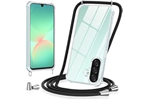 Vauki handyband für Samsung Galaxy A26 5G Hülle mit Band, Handyhülle Silikon Transparent zum Umhängen Stoßfest mit Kordel Necklace Schnur TPU Bumper Durchsichtig Case Samsung A26 5G, Schwarz