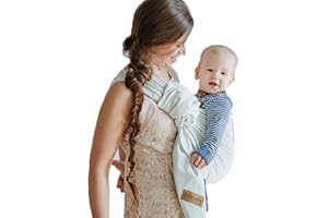Shabany® - Ring Sling Tragetuch - 100% Bio Baumwolle - Babybauchtrage für Neugeborene Kleinkinder bis 15 KG - inkl. Baby Wrap Carrier Anleitung - weiß (sleeps)