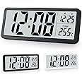 Sukeen Digital Wall Clock Battery Operated,Wall Clock Digital Clock with Big Digits,Temperature,12/24 Hr,Desk Clock Digital Clock Wall for living Room Bedroom Office School Garage Warehouse-Black