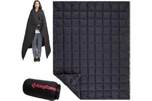 KingCamp Manta de Camping con Botón,Ultraligera, Cálida, Manta de Viaje con Bolsa de Transporte Integrada,Impermeable,Multifuncional,para Camping,Viajes,Avión,Interior o Exterior,Pesca,Casa,Sofa