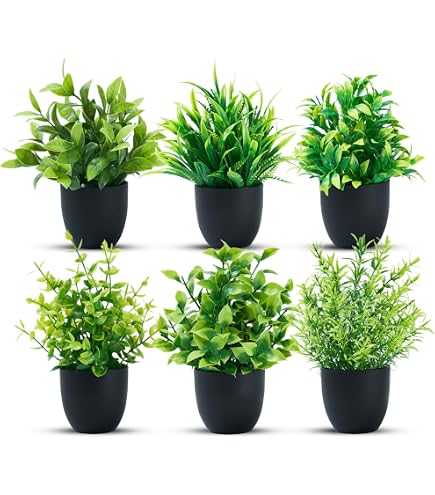 TYL&TYS 6 Piante Artificiali Per Interni – Piccole Piante Finte In Vaso, Plastica Realistica, Per Camera, Cucina, Bagno, Ufficio - 3
