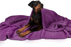 Pawsse Coperta in pile per cani, grande morbido morbido soffice soffice soffice lavabile Coperte per animali domestici per cani Cucciolo Doggy Cats Doppio spessore getta 152 x 127 cm Viola