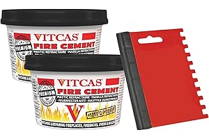 JAMW SUPPLIES Fireplace Ready Mix Black Fire Cement Bundle for Indoor Use, For Fireplaces, Wood Burning Stoves, Fire Bricks & Boilers, Includes x2 Vitcas Black Fire Cement 500g + Applicator Grout Tool