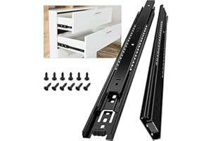 AOLISHENG Glissiere pour tiroir 500 mm Glissière de tiroir latéral rail coulissant coulisse tiroir sortie totale à bille pour placard et cuisine 45 kg Charge Noir 1 Paire(2 pièces)