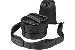 Vicloon 2 st hängande rep, 2 m hängmatta gungremmar polyestersträng med 2 svarta spännen, 5 + 1 ring justerbara hängmattor för trädgunga camping håller till 100 kg