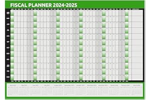 EVELAY Fiscal 2024 2025 Wall Planner Calendar A2 Full Year to View Calendar for Home Office Work School