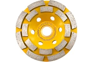 KURSTOL Diamond Grinding Cup Wheel - 4"/100mm Double Row Angle Grinder Cup Wheel for Cutting,Grinding,Smoothing,Shaping Concrete,Marble,Granite,Masonry,Brick 7/8"-5/8" Arbor
