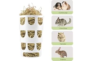 Furpaw Guinea Pig Hay Feeder, Hanging Hay Manger Food Bin Bowl, Hay Rack Multiple Angles Feeding for Chinchilla Rabbit Small Animal, White