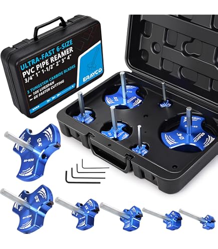 Kit De 8 Alésoirs En PVC/Aluminium - Diamètres 1,27 à 10,2 Cm, Insert Carbure | Pour Retrait De Tuyaux Dans Raccords - 5