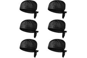 TOKSEO Lot de 6 toques de Chef Unisexes en Coton, réglables et Respirantes, Noires, pour Restaurants, hôtels, écoles, Cuisines ménagères, Bars, Noir