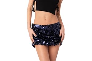 Awevudst Women Sparkle Sequin Mini Skirt Glitter Shinny Bodycon Pencil Short Skirts Dancing Party Going Out Skirt Y2K Streetwear