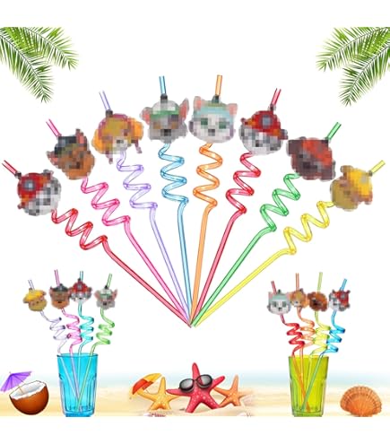 LOT DE 8 Pailles En Plastique Réutilisables, Pailles Sur Le