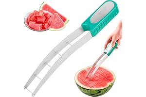 MPLEHDA Affettatrice per Anguria, Taglia Anguria a Cubetti, Coltello Acciaio Inossidabile, Taglia Cocomero Affetta Anguria Pinza Taglia Meloni Affettatrice Frutta in Acciaio Inossidabile Adatto