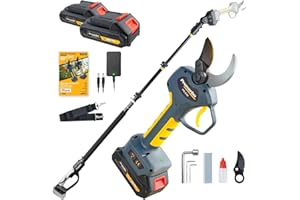 Prunarbo 2-in-1 Electric Secateurs Cordless with Pole - 40MM Electric Pruning Shears 2 Batterie 2Ah Long Reach Cutter Tree Pruner for Gardening Tools - Fit for Makita 18V Batterie (PR-E40-Set)