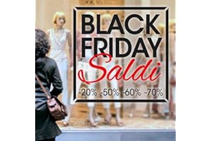 Gigio Store vetrofania black friday adesivi grande formato scritta saldi invernali con percentuali di sconto - lettere intagliate senza sfondo