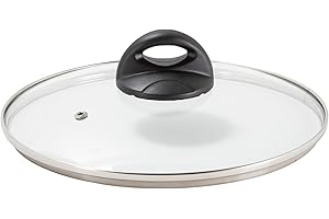 Barazzoni Spa, Coperchio in Vetro, Pomolo Nero, Bordo Inox, 20 cm