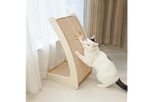 PETKARAY Rascador para Gatos, rascador de sisal para Gatos, Tablero rascador Curvo para Gatos de Interior, rascador montado en el Suelo con Juguete para ratón y Hierba gatera
