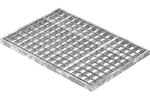 Fenau | Caillebotis/Grille conforme aux normes de l'industrie du bâtiment, Dimensions : 340 x 490 x 20 mm, Dimensions du maillage: 30/30 mm, galvanisée, cadre: 350 x 500 x 23 mm)