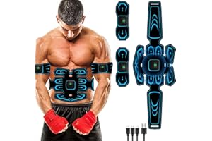 LEMENG EMS Training Device, Abdominal Muscle Trainer, Muscle Stimulator, Abdominal Trainer with 6 Modes & 9 Intensities,Portable Muscle Stimulator, for Abdomen, Arm, Leg Fitness Training Gear