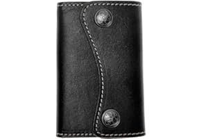 ZLYC New Genuine Leather Two Buttons Key Wallet Card Holder Key Case Keychain