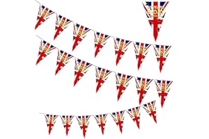 AISSZHAO 10M D-Day 80th Anniversary Triangular Bunting Flag,D-Day 80 Years Remembrance Union Jack 30pcs Triangular String Flag,D Day Landing Flag Fabric Flag Banner for Indoor Outdoor Celebration Party Parades