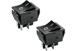 Heschen - På/av-vippströmbrytare, DPST 4 terminaler 16A 250VAC, svart, 2 st