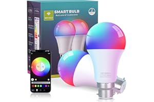 FRIDEKO HOME Smart Light Bulb - WiFi Bayonet Light Bulbs, LED Color Changing Light Bulb Work with Alexa and Google Assistant, 10W B22 RGBCCT Dimmable Lightbulbs, 800LM,2 Packs