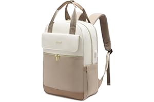 LOVEVOOK Rucksack Damen, 15,6 Zoll Laptop Schulrucksack Teenager Mädchen mit Laptopfach, Wasserdicht Reiserucksack Arbeitstasche Daypack, Schultasche Backpack Women Elegant für Uni Reise Büro, Beige