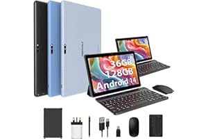 DEEMWOLF Tablet 10 Inch Android 14 tablet 36GB RAM+128GB ROM (TF 1TB),Android Tablets 5G WiFi,BT5.0,8000mAh,with Keyboard+Mouse(Grey)