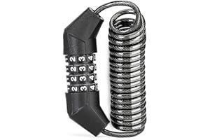 Newsmy Motorcycle Helmet Lock 1.5m/5Ft, Portable 4-Digital Safety Code Combination Helmet Lock for Motorcycle Scooter Motorbike