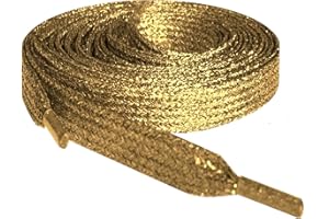 Pimp My Shoes Coloured Metallic Sparkly Glitter Flat Shoelaces 12mm wide x 80cm & 120cm Long For Kids & Ladies Trainers, Dance and Skate Boots