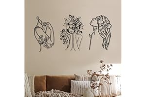 Photect 3 Pcs Metal Wall Art Decor Minimalist Abstract Woman Wall Art Metal Modern Line Drawing Decor Female Single Line Home Hanging for Bedroom Bathroom Living Room Christmas Housewarming(Stylish)