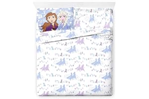 Jay Franco Disney Frozen Magical Nature - Set di 4 lenzuola matrimoniali in 100% cotone, include lenzuolo con angoli, lenzuolo e federe