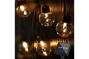 Lumiled Solarny łańcuch świetlny na zewnątrz, 30 x LED, 10,6 m, solarny łańcuch świetlny do ogrodu, na zewnątrz, lampa solarna, lampa zewnętrzna, IP44, ciepła biel, 3000 K, migające żarówki