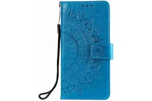 REEVERMAP Samsung A23 5G Case, Protective Samsung Galaxy A23 5G Wallet Phone Case Flip Shockproof PU Leather Card Slots Mandala Magnetic Stand Cover for Samsung Galaxy A23 5G, Blue