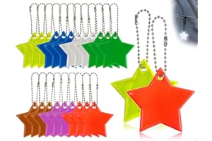 ‎EMEZDDO Emezddo 21 sztuk bezpiecznych odblaskowych zawieszek, odblaskowe breloczki do kluczy, używane do ubrań, plecaków, jazdy na rowerze, chodzenia, biegania (gwiazda, 7 kolorów)