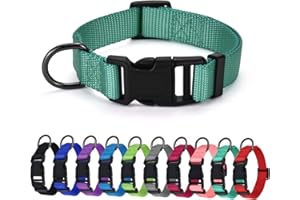 AUDWUD Dickes Nylonhalsband,klassisches verstellbares Hundehalsband in Mehreren Farben,geeignet für kleine,mittlere und große Hunde,4 Größen