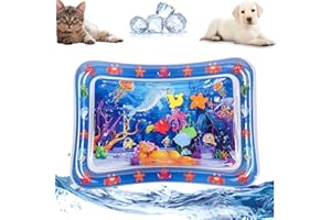 MAIKAIBUZI Cat Water Mat,Pet Water Sensory Mat for Cats and Dogs,Cat Water Play Mat,Tummy Time Water Mat for Babies, Water Sensory Pad for Pet Water Play,Thickened Sensory Water Playmat for Cats