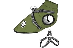 OSSXIXO Hundejacke mit Geschirr, Wasserdichter Warmer Hund Wintermantel für Kleine Mittel GroÃŸe Hunde, Hundemantel für Labrador Chihuahua Französische Bulldogge
