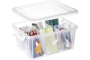 Greentainer 16L Plastic Storage Box with 6 Boxes Craft Organizers and Storage Clear Storage Container for Organizing Bead, Tool, Sewing, Playdoh